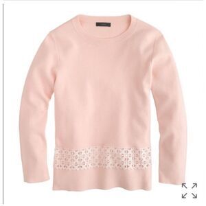 New J. Crew Eyelet Light Pink Knitted Pullover Crewneck Sweater Size Small